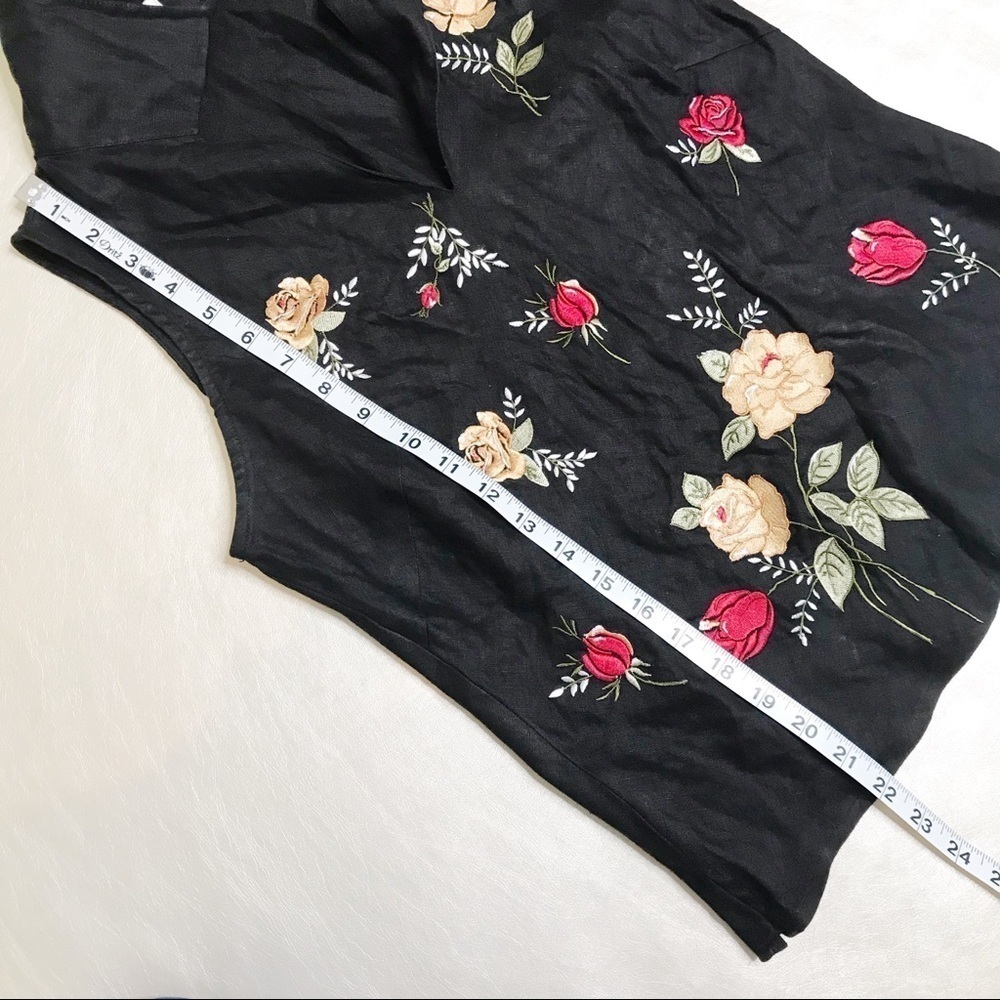 Edward black sleeveless linen floral top medium - Picture 11 of 12